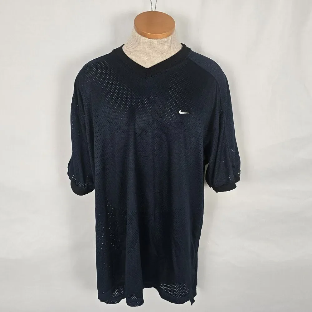 Nike Practice Jersey Men's L / XL Blue Mesh Overlay Short Sleeve Nike-Fit